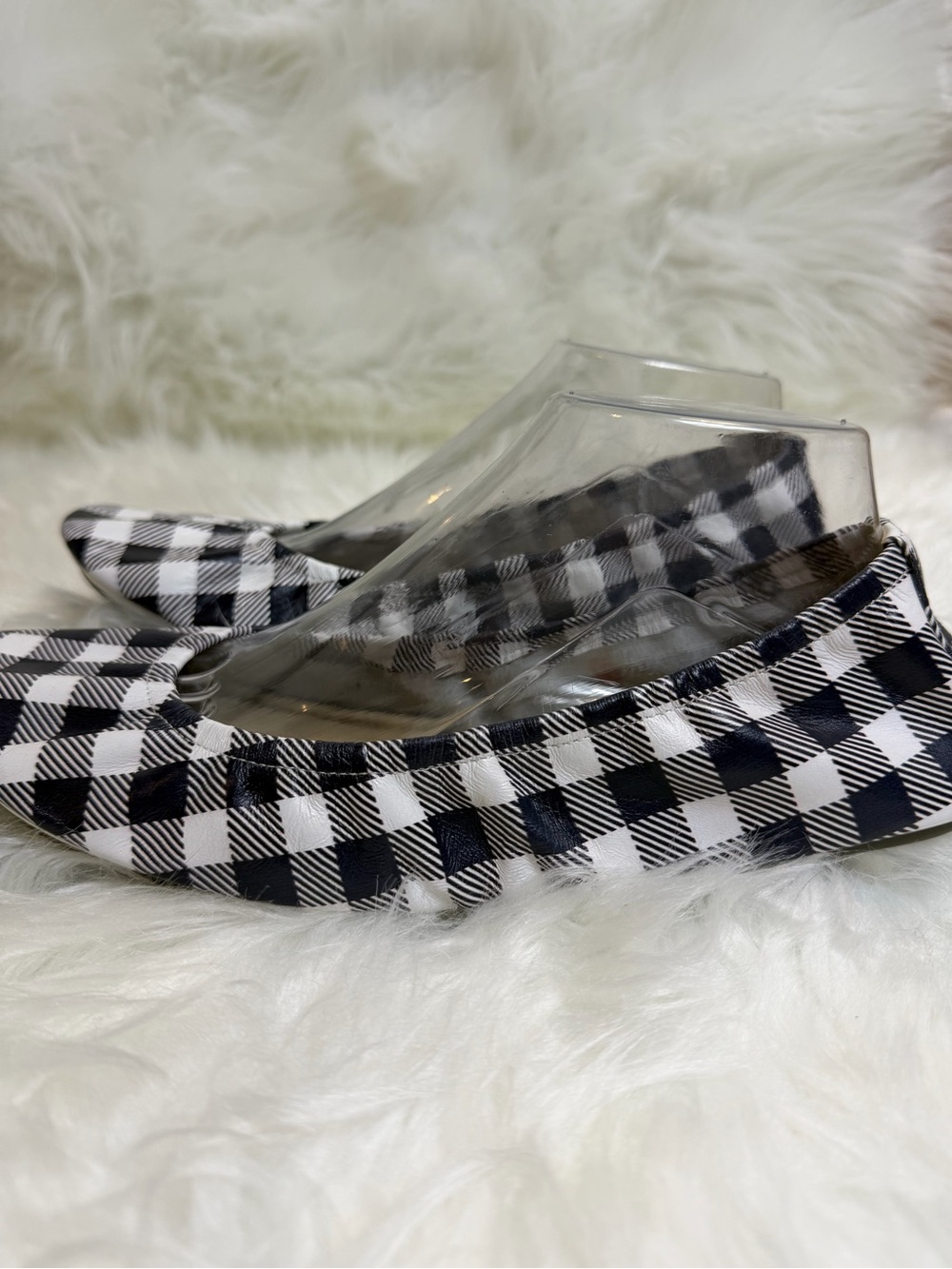 The Storehouse Flats Buffalo Plaid Leather Ballet Flats Size 11 Navy White - Picture 8 of 13